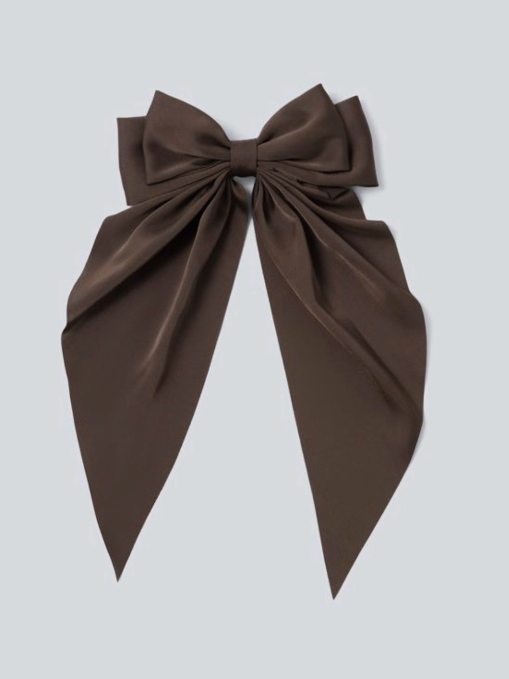 HALARA Large Satin Ribbon Bow Clip in Brown
